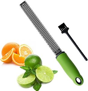 (Zester) - Sunkuka Pro Citrus Lemon Zester & Cheese Grater Stainless Steel - Ginger,Garlic,Potato Nutmeg,Chocolate Zester with Cover and Cleaning Brush