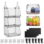 3 Tier Metal Hanging Storage Organiser For Wardrobe Clothes Shelves Fruit Shelf Vegetable Rack Kitchen Basket Wall Mounted Wire Basket Storage