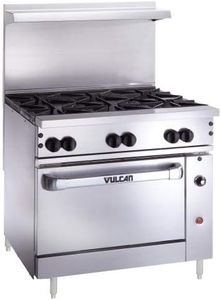 Vulcan 36C-6B Endurance Restaurant 6 Burner 215,000 BTU Range w/Convection Oven, 36 in.