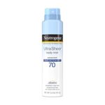Neutrogena Ultra Sheer Body Mist Sunscreen Spray Broad Spectrum SPF 70, Lightweight, Non-Greasy & Water Resistant, Oil-Free & Non-Comedogenic UVA/UVB Sunscreen Mist, 5 oz