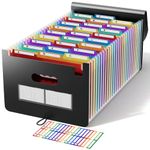 ABC life 26 Pockets Expanding File Folder/Portable Accordion File Organiser A4 Size/Plastic Expandable Filling Box/Accordian Document Coupon Bill Receipt Paperwork Organiser, A-Z Alphabet Colored Tabs