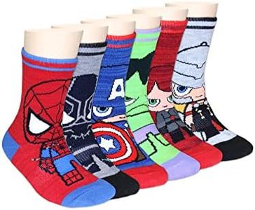 Marvel Super Heroes Avengers Kids Toddlers 6 pack Crew Socks (5-7 yrs, Red)