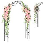 IRONMAX Garden Arch, Heavy Duty Galvanized Steel Arbor w/ 7 Sizes & Metal Flower Leaf Decoration, Outdoor Garden Trellis for Climbing Plants Rose Vines& Wedding Party Ceremony