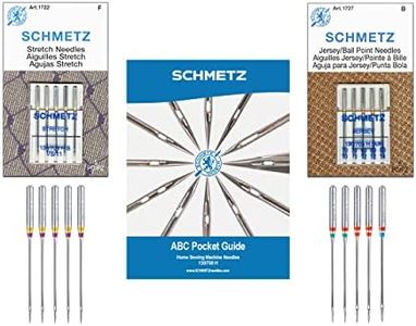 SCHMETZ Stretch and Jersey/Ball Point Sewing Machine Needle Combo Pack (10 Needles Total and 1 SCHMETZ ABC Pocket Guide)