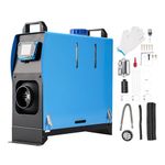 ShockFlo 8KW 12V Diesel Air Heater Portable Parking Heater Diesel Quiet Heating w/Silencer All-in-one Single Hole w/Remote Control LCD Display for Car RV Boat Camper Indoors Blue - Vertical Style