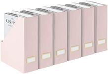 Magazine Storage Containers 6 Piece Magazine File Holders - Pink Magazine Boxes - Magazine Holder Cardboard Black File Organizer - Vertical Magazine Holder - Catalog Holder Magazine Storage Solutions