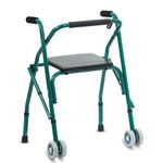Kosmocare Premium Imported Folding Comfort Walker With Seat Incl. 2 Pairs Of Dual Front Wheels