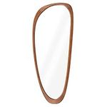 Navaris Irregular Wall Mirror - 23.6 x 9.6 in - Wooden Asymmetrical Mirror - Mid Century Abstract Design - Aesthetic Home Decor - Beechwood Frame