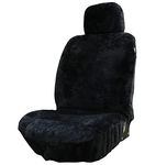 Genuine Sheepskin Furry Fuzzy Fluffy Seat Covers for Car Fur Shearling Car Accessories (56 by 23 Inches, Black)