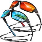 Sunier Polarised Sports Sunglasses for Men Women, Wrap Around Unbreakable Fishing Driving Sun Glasses with 100% UV400 Protection
