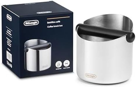 De'Longhi Coffee Knock Box DLSC072, Collects Coffee Grounds, Non-Slip Rubber Base, Easy to Clean, Stainless Steel