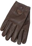 Riparo Motorsports Men's Genuine Leather Mesh Driving Gloves (X-Large, Dark Brown)