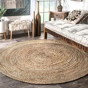 nuLOOM Rigo Hand Woven Farmhouse Jute Area Rug, 183 cm Round, Natural