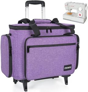 ITHWIU Sewing Machine Case with Wheels, Universal Rolling Sewing Machine Case with Multiple Storage Pockets Compatible with Most Standard Singer, Brother, Janome,Purple