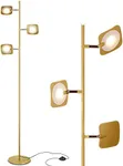 Brightech Tree Floor Lamp for Living Rooms & Offices, Dimmable Standing Lamp for Bedroom Reading, LED Spotlight Floor Lamp, Tall Lamp with Adjustable Panels for Minimal Space Use - Antique Brass