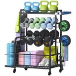 Lifewit Weight Rack for Home Gym, Dumbbell Rack, Kettlebell Rack, Yoga Mat Holder, Home Gym Storage with Wheels for Strength Training, Yoga Equipments, All in One Gym for Home, Garage, Medium Size