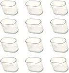 12Pcs Oval Outdoor Chair Leg Caps, Plastic Chair Legs Cover Floor Protectors, 20x40 mm Chairs Tables Leg Furniture Feet Covers for Hardwood Floors and Outdoor Patio Set Transparent