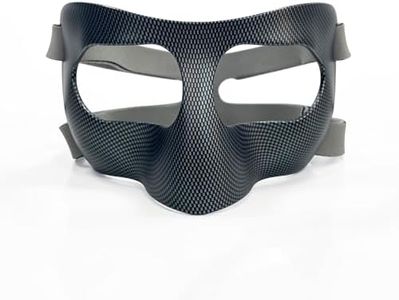 JIANNA Sports Face Guard, Carbon Fiber Pattern Protective Mask for Basketball Soccer Lacrosse, Impact-Resistant Adjustable Face Guard for Men & Women with 5 Shock-Absorbing Pads (Full-Face Coverage)