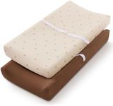 Blissful Diary Muslin Changing Pad Cover for Girls Boys, Ultra Soft Breathable Cotton, Baby Diaper Change Table Pad Covers, 2Pack (Sunshine & Brown)