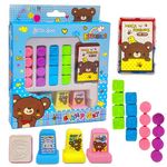 FunBlast Bear Theme Rubber Seal Stamp Kit – DIY Coloring & Stamping Set with 16 Small Stamp, 4 Big Stamp, 2 in 1 Ink Pad for Art and Carft, School Supplies, Educational Toys for Girls, Boys (Blue)