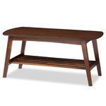 Baxton Studio Sacramento Mid-Century Modern Scandinavian Style Coffee Table, Dark Walnut