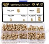 Knpwer 390 PCS Female Thread Knurled Nuts,Threaded Inserts,M2 M2.5 M3 M4 M5 M6 Insert Nuts Brass Threaded Bushings Internal Press-in Nut for Plastic Parts by Heat or 3D Printer