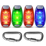 4 Pack LED Safety Light +Free Bonuses, Clip On Strobe Running Lights for Runners, Walking, Bicycle, Dog Collar, Stroller, Boat, Best Night High Visibility Accessories for Your Reflective Gear