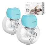 Breast Pump Electrical, Hands Free Breast Pump, Plainless 2 Modes & 9 Levels with LCD Display, Low Noise Rechargeable Wireless Protable Breast Pump with 21mm/24mm Flanges（Blue 2PCS）