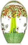 QFkris Tree of Life Hand Blown Glass Paperweight Art Glass Figurines Collectibles Desk Ornament Table Decor for Women