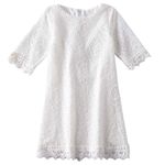 Niyage Toddler Girls Cotton Elegant Flower Lace Half Sleeve A-Line Princess Dress White 130