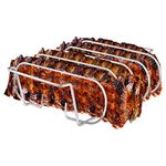 SELPONT ainless Steel Roasting Stand, Holds 4 Ribs for Grilling Barbecuing & Smoking - BBQ Rib Rack for Gas Smoker or Charcoal Grill