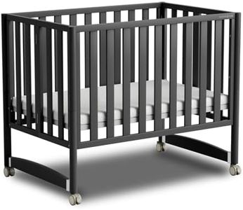 MAMAZING EvoNook 7-in-1 Convertible Mini Crib - Easy Assembly, Portable Folding Baby Mini Crib with Wheels, 100% New Zealand Pinewood, 4 Adjustable Mattress Heights (Crib, Midnight Oak)