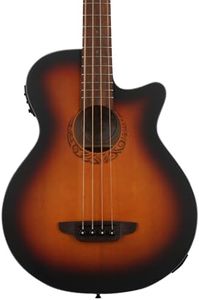 Luna Tribal 34" Scale Acoustic-Electric Bass Guitar, Tobacco Sunburst