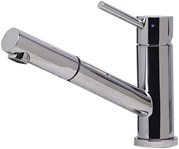 Alfi AB2025-PSS Polished Finish Solid Stainless Steel Single Hole Pull-Out Kitchen Faucet, Silver/Pewter