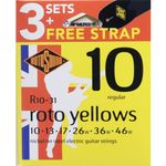 Rotosound R10-31 Electric Guitar Strings with Strap (Pack of 3) R10 Regular 10-46