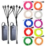 MaxLax EL Wire, Portable Neon Lights EL Wire 5 in 1 Meter, Electroluminescent Wire for Halloween Decoration, Christmas Party, Blacklight Run,DIY Decoration… (Ten Colors, 2Pack 5 in1M)