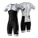 SLS3 Triathlon Suits Mens - Aerodynamic Sleeved Tri Suit Men – Lightweight Trisuit with Premium FX Fabrics - 2 Pockets (Blur, Small)