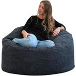 bananair - Bean Bag Chair Adult - Soft & Elegant Fine Ribbed Corduroy Fabric - Comfortable Foam Filling - Giant Bean Bag Sofa with Excellent Back Support (100 cm, Blue)