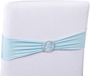 Juvale 50 Pack Light Blue Chair Sashes for Wedding Reception, Baby Shower, Birthday Party, Fits 13.5-16.5 inch Chair Backs with Silver Buckles