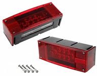 Left+Right LED Boat Trailer Light Waterproof Red Trailer Boat Rectangle Rectangular Low Profile Stop Turn Submersible Light kit