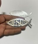 Jesus Fish Christian Logo 10 x 3cm Car Metal Jesus Fish Christian Logo Car Emblem 3D Badge Auto Racing Sport Sticker Tourer Decal (Chrome Jesus Christian Logo 10 x 3cm)