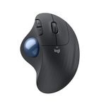 Logitech Ergo M575S Wireless Trackball Mouse, Wireless Ergonomic Mouse with Bluetooth and Encrypted Dongle, Comfortable Thumb Control, Precise and Smooth Tracking, for PC/Mac - Graphite Blue Ball