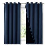 NICETOWN 100% Blackout Curtain Panels, Thermal Insulated Black Liner Curtains for Nursery Room, Noise Reducing and Heat Blocking Drapes for Windows (Navy, Set of 2, 52-inch Wide by 63-inch Long)