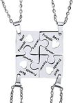 Yocoyee Multi Puzzles Best Friends Forever Necklaces Stainless Steel Engraved Heart Pendant Set Friendship Necklaces Gifts, Metal, No Gemstone