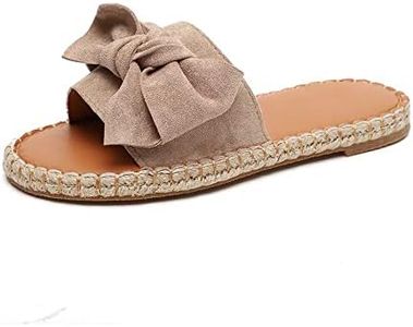 Ciabatte Donna Espadrillas Piatto Sandali Estive Fiocco Pelle Piattaforma Basse Punta Aperta Scarpe Spiaggia Piscina Mare Comode Moda Beige 40 EU
