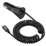 Syncwire iPhone Car Charger - Upgrade [Apple MFI Certified] 4.8A/24W Car Charging Adapter with Built-in Coiled Lightning Cable for Apple iPhone 14/13 Pro/12/11/Xs/XS Max/XR/X/8/7/6s/6 Plus, iPad