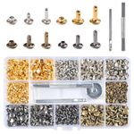 360 Sets Leather Rivets 3 Sizes Double Rivet Tubular Rivet Rivet with 3 Pieces Fixing Tool, for Cloth Bag, Clothes, Leather Wallet, Craft, DIY, 4 Colors