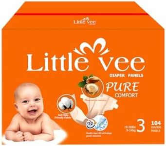 Little Vee Baby Diapers, Size 3 (104 Count) – (19-30 lbs) Ultra-Soft Infant Disposable Diapers with Shea Butter Essence, Wetness Indicator, and Up to 12 Hours of Leak Guard Protection