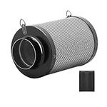 iPower 4 Inch Air Carbon Filter Odor Control with Australia Virgin Premium Charcoal and Reversible Flange for Inline Duct Fan/Grow Tent/Hydroponics, 4", Prefilter Included, Black