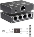 FSKY Gigabit Ethernet Splitter 1 to 4, Aluminium LAN Splitter 1000Mbps RJ45 Ethernet Switch Network Splitter with USB C Power Cable for Cat5/5e/6/7/8 (Gigabit Ethernet Splitter 1 to 4)